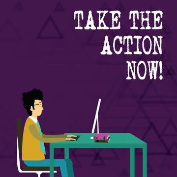 Writing note showing Take The Action Now. Business photo showcasing Act Start Stock Illustration
