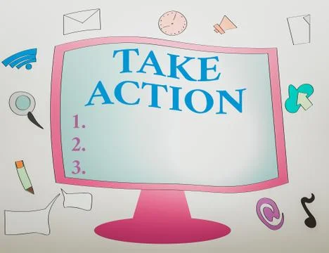 Writing note showing Take Action. Business photo showcasing positive act of Stock Illustration