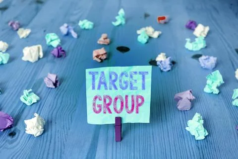 Writing note showing Target Group. Business photo showcasing Particular showing Foto stock