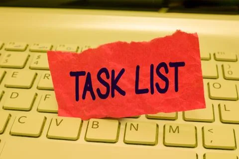 Writing note showing Task List. Business photo showcasing Planification reminder Stock Photos
