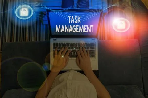 Writing note showing Task Management. Business photo showcasing the process of 写真素材