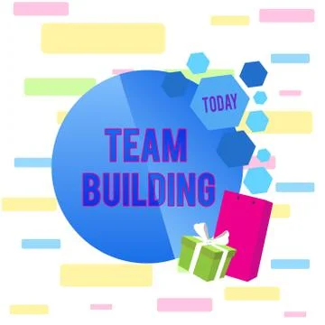 Writing note showing Team Building. Business photo showcasing various types of Ilustración de archivo