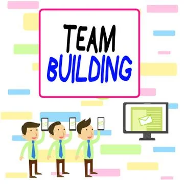 Writing note showing Team Building. Business photo showcasing various types of Ilustración de archivo