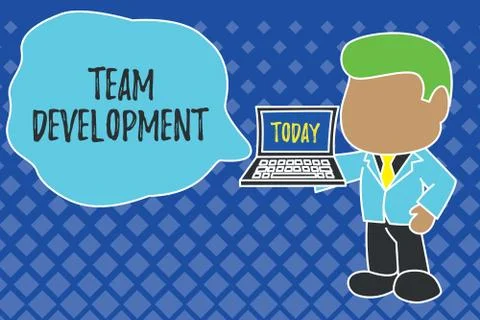 Writing note showing Team Development. Business photo showcasing learn why and Illustrazione stock