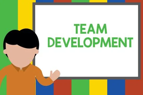 Writing note showing Team Development. Business photo showcasing learn why and Illustrazione stock