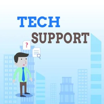 Writing note showing Tech Support. Business photo showcasing Assisting Stockillustratie