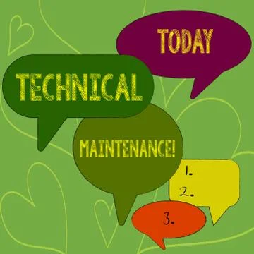 Writing note showing Technical Maintenance. Business photo showcasing Functional Stock Illustration
