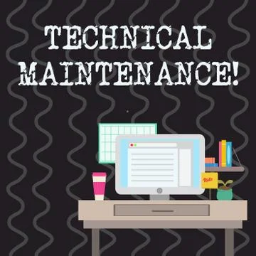 Writing note showing Technical Maintenance. Business photo showcasing Functional Stock Illustration