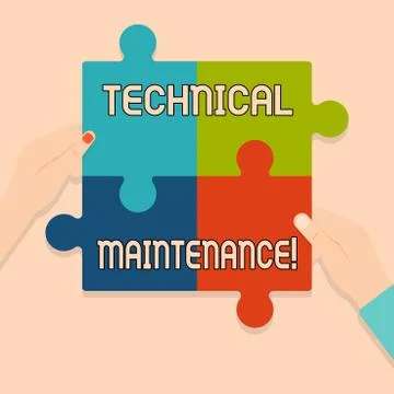 Writing note showing Technical Maintenance. Business photo showcasing Functional Stock Illustration