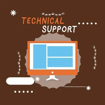 Writing note showing Technical Support. Business photo showcasing Repair and Illustrazione stock