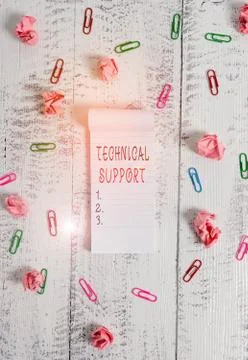 Writing note showing Technical Support. Business photo showcasing service Stock Photos