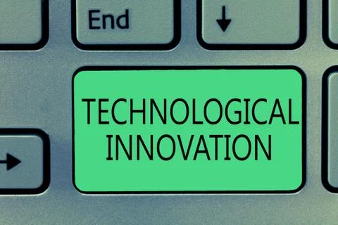 Writing note showing Technological Innovation. Business photo showcasing New Stock Photos