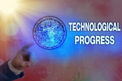 Writing note showing Technological Progress. Business photo showcasing overall Stock Photos