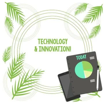 Writing note showing Technology And Innovation. Business photo showcasing Illustrazione stock