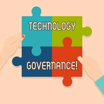 Writing note showing Technology Governance. Business photo showcasing framework Illustrazione stock