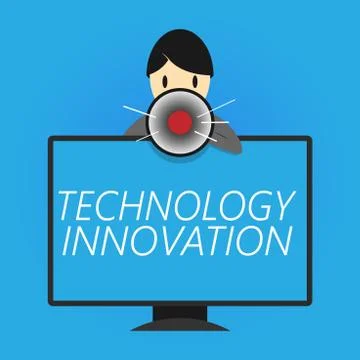 Writing note showing Technology Innovation. Business photo showcasing advanced Illustrazione stock