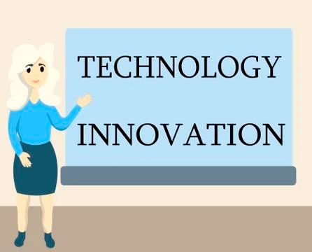 Writing note showing Technology Innovation. Business photo showcasing advanced Illustrazione stock