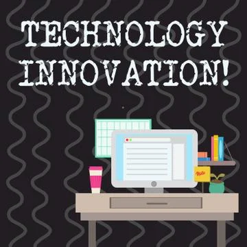 Writing note showing Technology Innovation. Business photo showcasing Stock Illustration