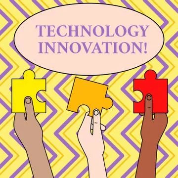Writing note showing Technology Innovation. Business photo showcasing advanced Illustrazione stock