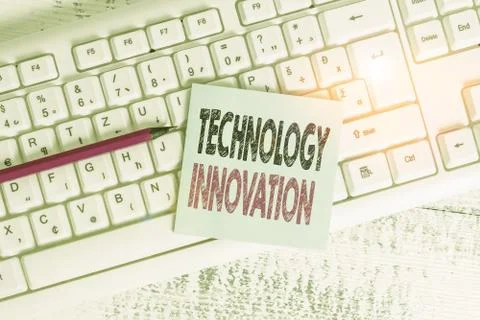 Writing note showing Technology Innovation. Business photo showcasing Foto stock