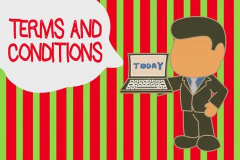 Writing note showing Terms And Conditions. Business photo showcasing rules that Stock Illustration