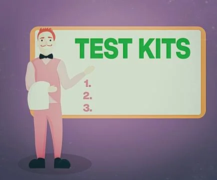 Writing note showing Test Kits. Business photo showcasing tools used to detect Stock Illustration