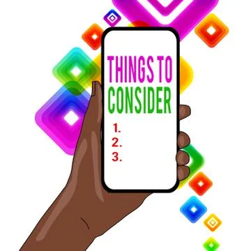 Writing note showing Things To Consider. Business photo showcasing think about Stock Illustration