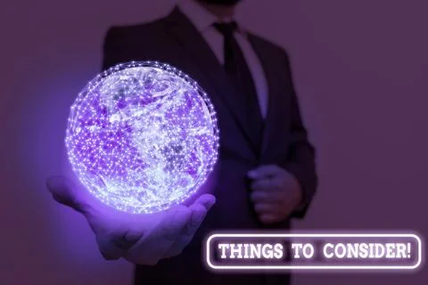Writing note showing Things To Consider. Business photo showcasing think about Stock Photos