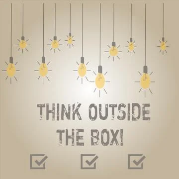 Writing note showing Think Outside The Box. Business photo showcasing Thinking イラスト素材