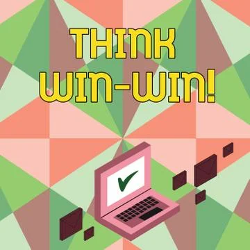 Writing note showing Think Win Win. Business photo showcasing Negotiation Stock Illustration