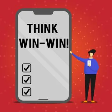 Writing note showing Think Win Win. Business photo showcasing Negotiation Stockillustratie