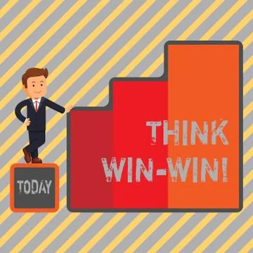 Writing note showing Think Win Win. Business photo showcasing Negotiation Stock Illustration