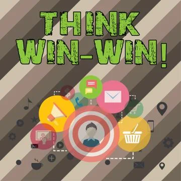 Writing note showing Think Win Win. Business photo showcasing Negotiation Stockillustratie