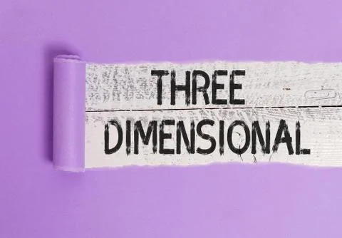 Writing note showing Three Dimensional. Business photo showcasing Things that Stock Photos
