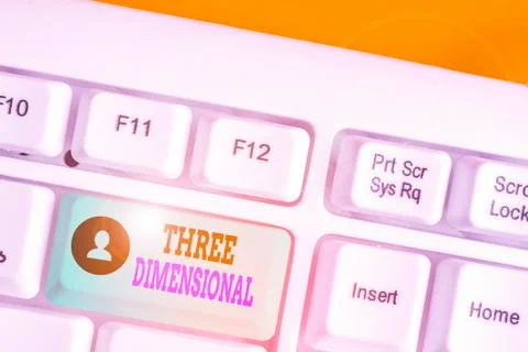 Writing note showing Three Dimensional. Business photo showcasing Things that Stock Photos