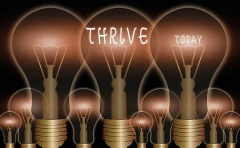 Writing note showing Thrive. Business photo showcasing Think positively Continue Stock Illustration