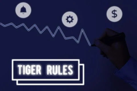 Writing note showing Tiger Rules. Business photo showcasing Willpower and Stock Photos