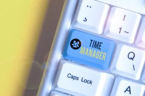 Writing note showing Time Manager. Business photo showcasing process of planning Stock Photos