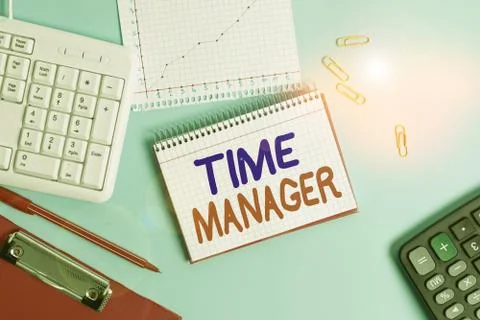 Writing note showing Time Manager. Business photo showcasing process of planning Foto stock