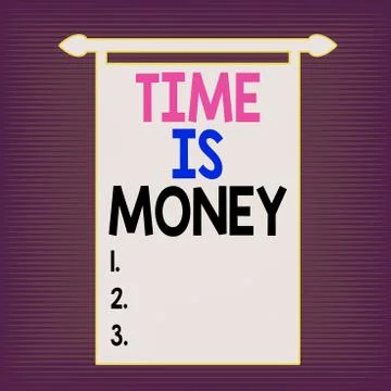 Writing note showing Time Is Money. Business photo showcasing time is a valuable 스톡 일러스트