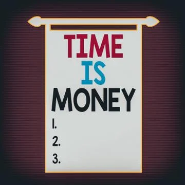 Writing note showing Time Is Money. Business photo showcasing time is a valuable 스톡 일러스트
