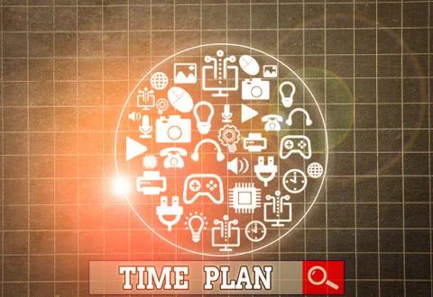 Writing note showing Time Plan. Business photo showcasing a system for paying Fotos Stock