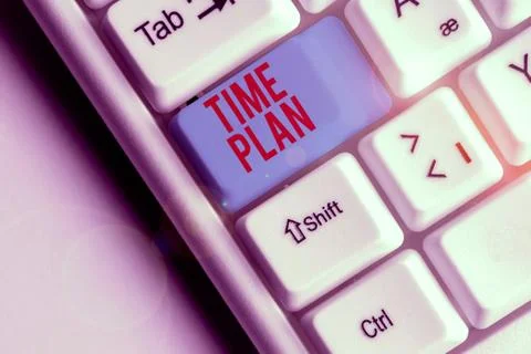 Writing note showing Time Plan. Business photo showcasing a system for paying Fotos Stock