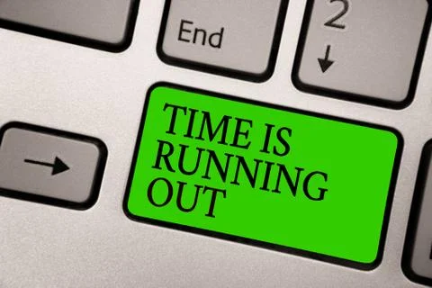 Writing note showing Time Is Running Out. Business photo showcasing Deadline is Stock Photos