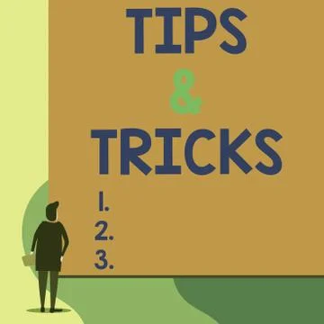 Writing note showing Tips And Tricks. Business photo showcasing Steps Lifehacks Illustrazione stock