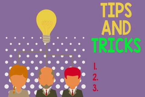 Writing note showing Tips And Tricks. Business photo showcasing helpful advices Illustrazione stock