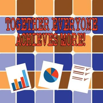 Writing note showing Together Everyone Achieves More. Business photo showcasing Stock Illustration