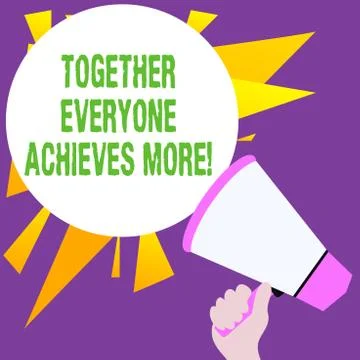 Writing note showing Together Everyone Achieves More. Business photo showcasing Stock Illustration