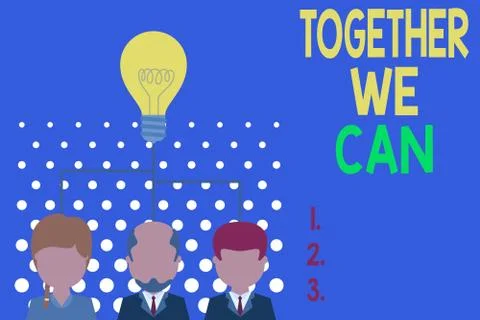 Writing note showing Together We Can. Business photo showcasing unity can makes Stock Illustration