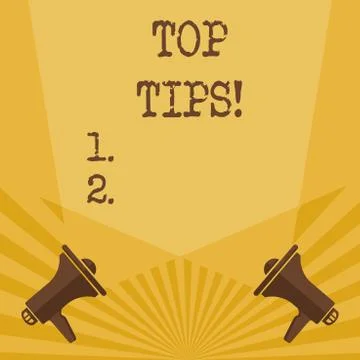 Writing note showing Top Tips. Business photo showcasing small but particularly Stock Illustration